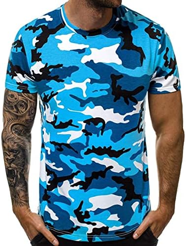 Maiyifu-GJ Muška Casual Sportska majica Boja okrugla vrat Camuflage kratki rukav Redovni mišići Slim Fit Tees