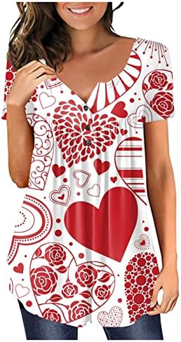 Ženska haljina majica T-majice Pulover kopča V-izrez Srčane košulje Kratki rukav Ljetna proljetna ležerna vježba bluza