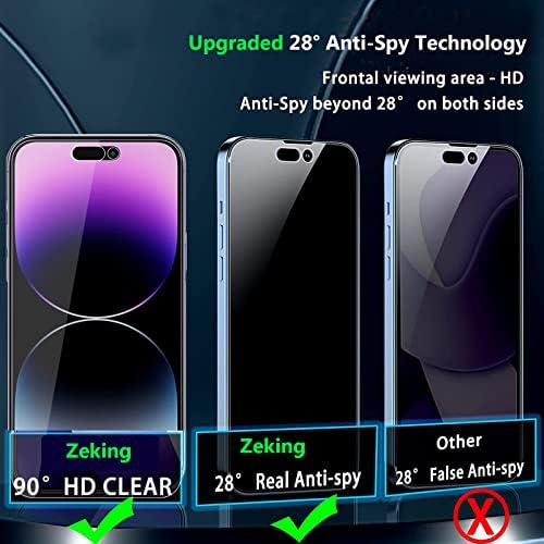 Moonshield [2 Pack] MOOISVS Designed for iPhone 14 Pro Privacy kaljeno staklo za zaštitu ekrana, Anto-spy [3D Touch] Case Friendly Bubble Free for iPhone 14 Pro 6.1