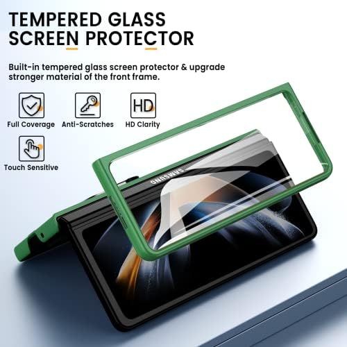 Caka za Galaxy Z Fold 4 Case - Fold 4 5G Case sa držačem prstena za zaštitu ekrana kožni poklopac kućišta za telefon za Samsung Galaxy Z Fold 4 2022 pušten-zeleno