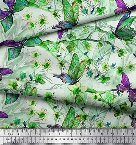 Soimoi pamučni dres listovi tkanine, cvjetni & leptir tkanina štampa po dvorištu širine 58 inča