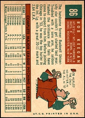 1959 TOPPS # 86 BOB KEEGAN CHICAGO White Sox Nm White Sox