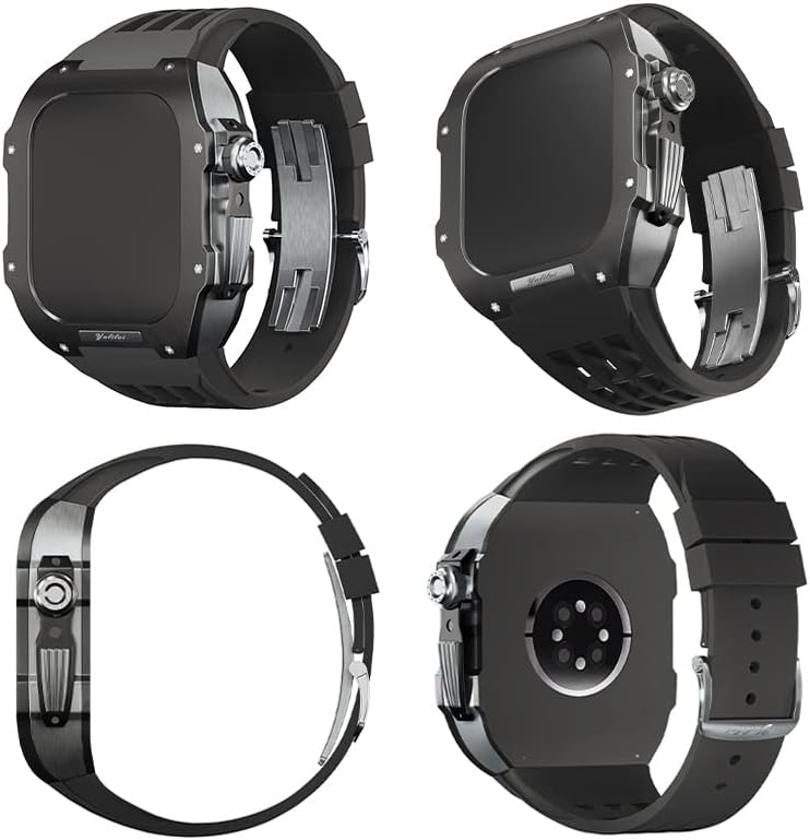 Neyens luksuzni sat, za Apple Watch 6/5 / SE / 4 Serijsko titan Case + fluororberni luksuzni sat za sat za iWatch 44mm Watch Band Retrofit komplet Nadogradite sat i futrolu