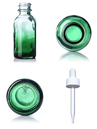1 OZ zeleno zasjenjeno staklo Boston okrugla staklena pipeta sa bijelom gumenom žaruljom-pakovanje od 4