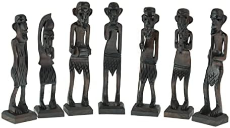 Avixi drvene afričke muzičke figurice skulpture set 7 ručnih isklesanih kućnih ukrasa figurine muzičke statue