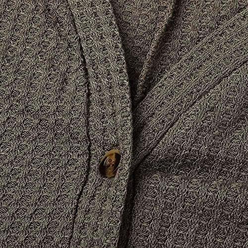 Ženski labavi pleteni pleteni bluza za bluzu prednjeg knot V izrez običan rebrasti gumb Up Cardigan Fall