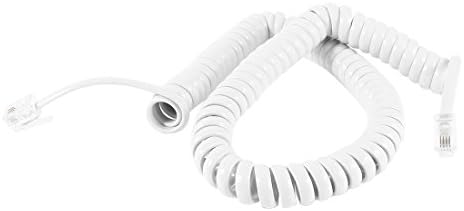 uxcell 3 metra RJ9 4P4C namotane rastezljive telefonske slušalice kablovske linije bijelo