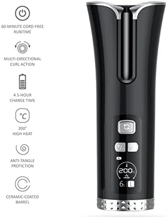 Vogue bežična kosu za kosu automatska kovrdnja kose sa LCD temperaturnim ekranom i tajmerom 3 podesiva USB