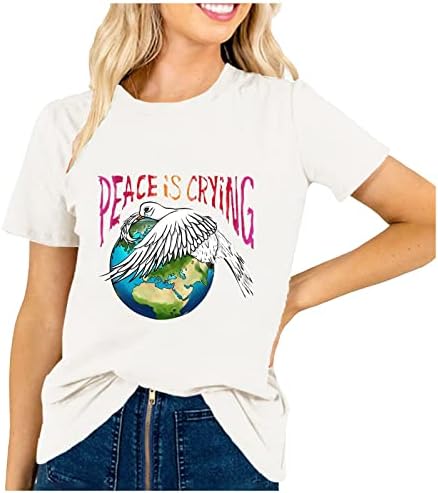 Nokmopo Ženske majice Plus Veličina Modni Ljetni labavi Ispis O-izrez uzorak majica s kratkim rukavima Osnovni