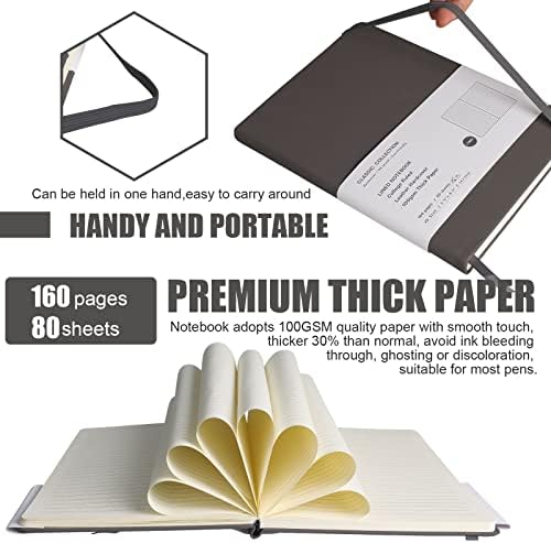 Emomas Lined Journal Notebook, 6pack, 160 stranice, srednji 5.7 inča x 8 inča - 100 gsm debeli papir, tvrdi