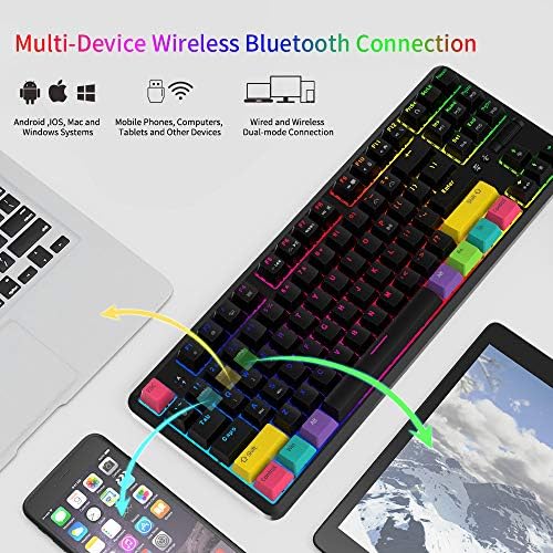 NACODEX K870T TKL žičana / žičana RGB mehanička tastatura | Bluetooth tastatura bez ključa sa dizajnom točkića