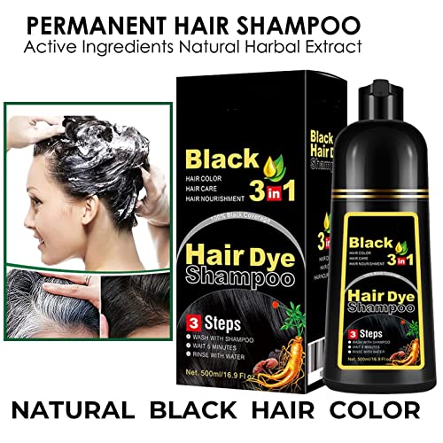Crna instant šampon za kosu za sivu kosu, instant dye dye šampon 3 u 1, biljno bojanje u minutima za žene
