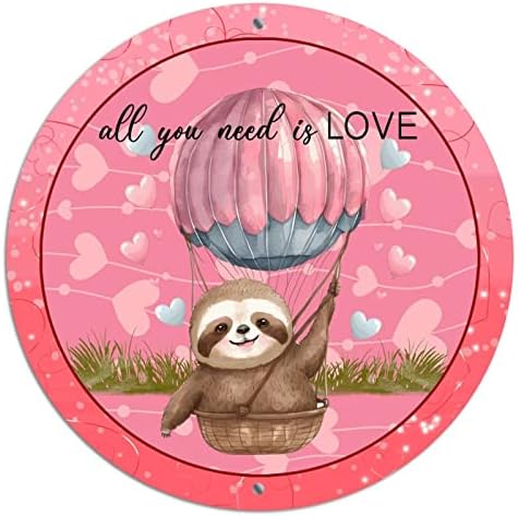 Okrugli metalni valentinovo vijenac potpisuje sve što trebate je ljubav slatka lenjost vrući zrak balon