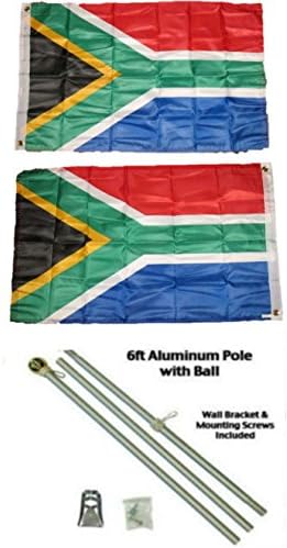 Južna Afrika 2'x3 '2plosna dvostrana poliesterska zastava sa 6' aluminijumskim poletom za zastavu sa kugličnim