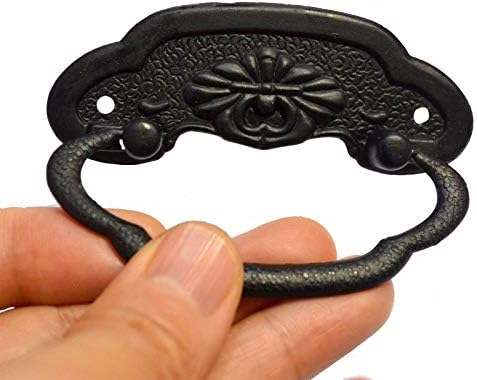 4 kom crna Ring ladica povlači Vintage ukrasne ručke antikne dugmad sa 2 zavrtnja za namještaj Drvena kutija