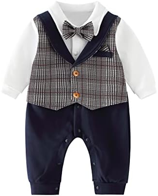 Odjeća za baby boy odijelo, novorođene dječake dječake gospodeman joper s tuxedom s bowtiejem