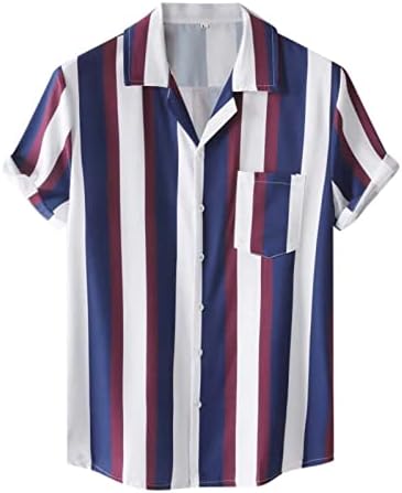 Zpervoba mužjak ljetna plaža SPLICE Striped Print Kubanska košulja kratkih rukava majica majica majica MENS