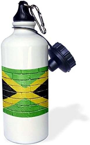 3drose Nacionalna zastava Jamajke obojena na opeku zidni jamajčani Sportska boca za vodu, 21 oz, bijela