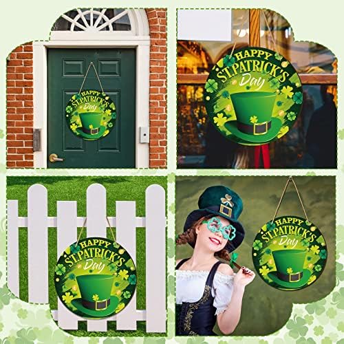 Dan ulica Patricka Sigurna vrata Sretan St. Patrickov dan Drveni viseći viseći loš shamrock šešir zeleni
