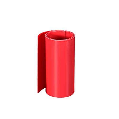 Uxcell PVC toplotna cijev 95mm Ravna širina With za dual sloj 18650 1 metar crvena