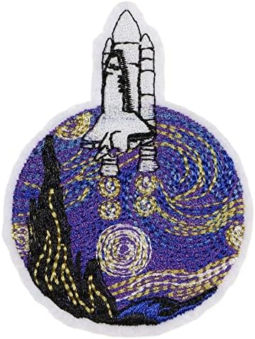 JPT - raketna planeta World Galaxy izvezeni aplicirani željezo / šiva na zakrpama Badge Slatki logo Patch