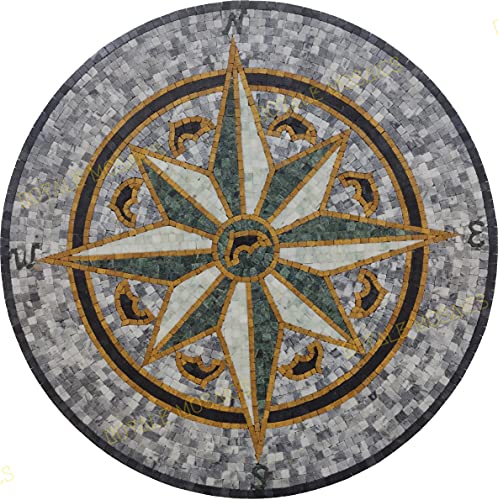 Kompas mramorni mozaik ručno rađeni medaljonski ćilim umjetničko djelo napravljeno od prirodnog kamena,
