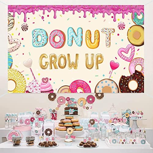 Donut Grow up Birthday Backdrop Sweet Donuts Desert salon za djevojčice Rođendanska fotografija pozadina