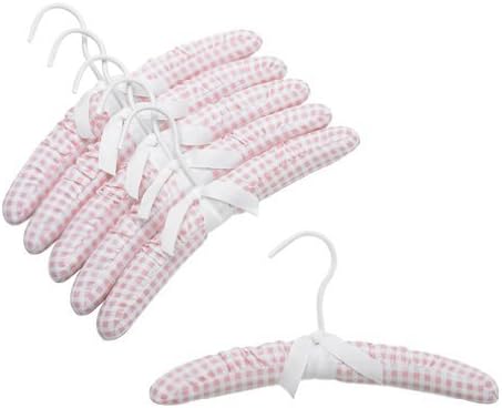 12 Dječje ružičaste i bijele rešetke podstavljene vješalice