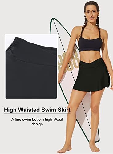 Aleumdr ženska Plivajuća suknja visokog struka sa kontrolom Trbuščića sa Ruched Bikini donjim dijelom