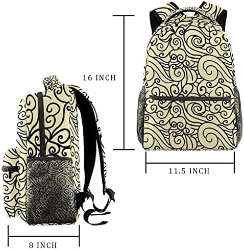 Ruksak ruksak Školska torba putni ležerni dnevni ruksak za žene tinejdžerke dječaci, Kineski oblaci bež