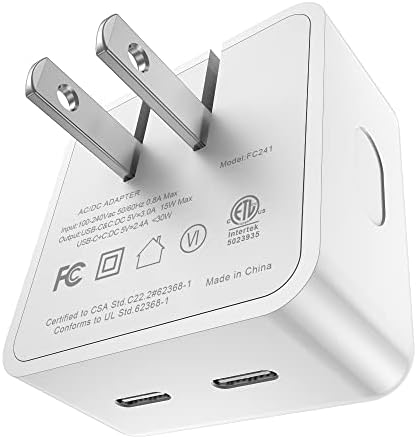 [Apple MFI certificirani] 45W Dvostruki USB-C priključak Kompaktni adapter, iPhone 14/13/12 Brzi blok punjača,
