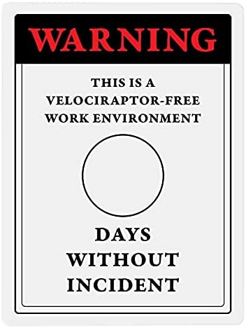 Dry Erase Board Velociraptor-free radno okruženje dana bez incidenata Funny Gag poklon za ured ili posao,