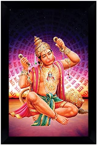 Iba Indianbeautifulart Lord Hanuman recitovanje Sita Ram Poster sa okvirom religiozni Poster Crni zidni