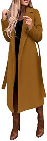 Cokuera ženski modni jeseni zimski vuneni kaput elegantan reverski kaput klasični čvrsti boju dugački jakna
