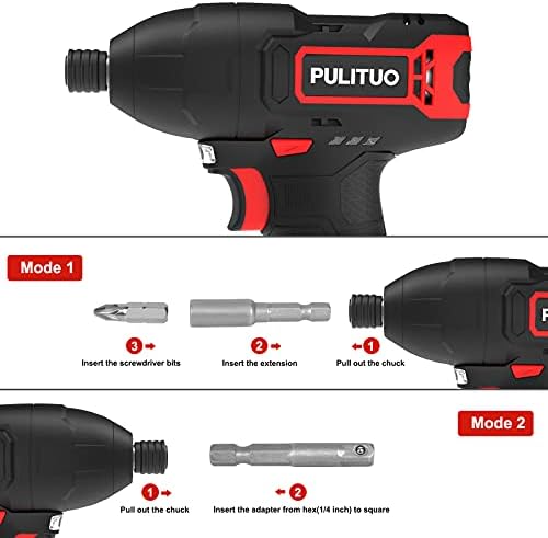 Pulituo akumulatorski udarni drajver Kit, 1/4 Hex Power Impact Drill sa 2.0 Ah/ 12v Li-ion baterijom, 1-satni