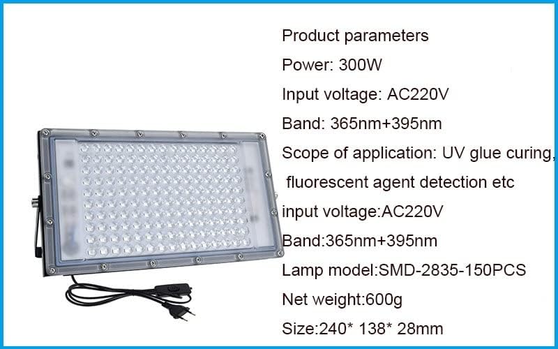 300w ljubičasto svjetlo 365nm UV lampa za sušenje 395NM fluorescentna lampa za detekciju UV lampa za sušenje