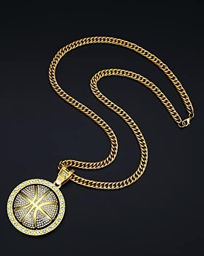 NYUK kostim zlatni lanac sa Spinner košarkaškom ogrlicom velike veličine 32 inča