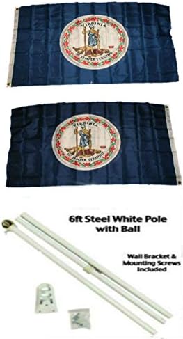 AES Virginia 3'x5 'poliester 2 slojna dvostrana zastava sa 6' bijelim stupkom za zastavu s kugličnim topljenjem