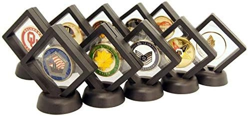 Standardni prikaz - set od 10 3D držač zaslona s pločicama sa oznakama za Challenge Coins, AA medaljoni,