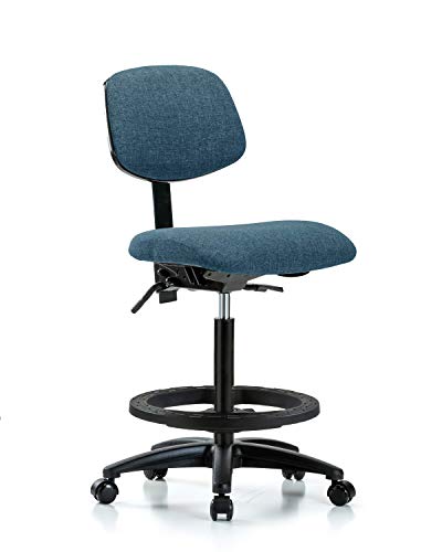 LabTech sjedeća LT41838 tkanina visoka klupa stolica najlonska baza, crni prsten za stopala, Kotačići, Crni