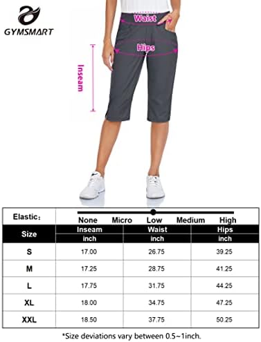 GymSmart navucite Capris za žene elastični struk Dressy Casual planinarenje Golf Capri hlače s džepovima