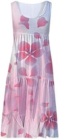 Ljetne haljine za žene 2023 kauzalna labava cvjetna print plaža A-line haljina slatka okrugla vrata bez