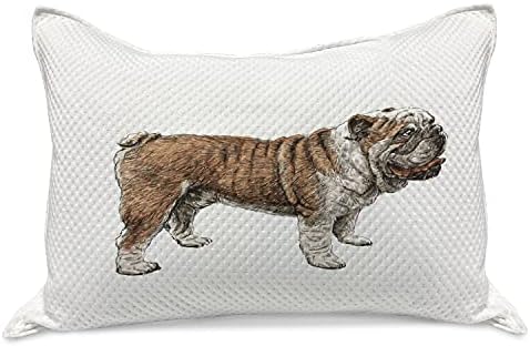Ambesonne Bulldog Pleted Plepkover, Koncept bočnog profila Sketchy PET Lover Dizajn Engleski pasmina, Standardna