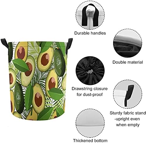 Avokado listovi Palmi okrugle torbe za pranje veša vodootporna korpa za odlaganje korpe sa ručkama i poklopcem