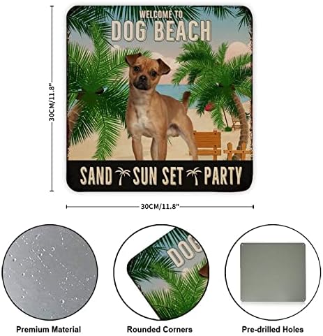 Smiješni pas metalni znak Dobrodošli u pas na plaži Sandset Party Nestrgani za kućne ljubimce Vintage pab