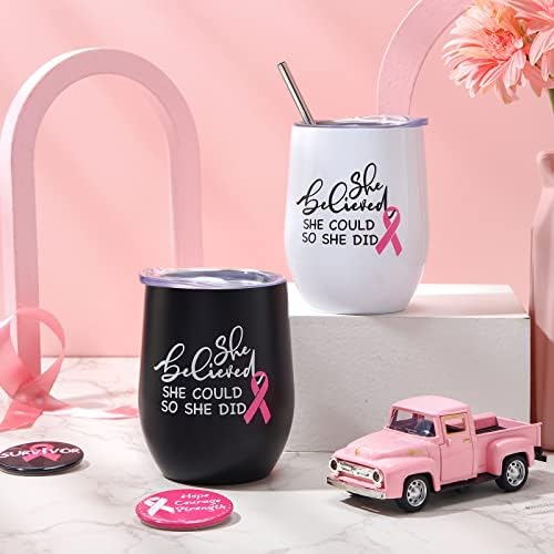 2 paketa poklona za svijest o raku dojke za žene, Pokloni za preživjele rak dojke, inspirativni poklon za