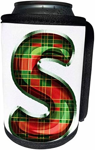 3Droza Slatki crveni i zeleni božićni monogram Pleteni monogram inicijal S - Can Cool Walt Falt