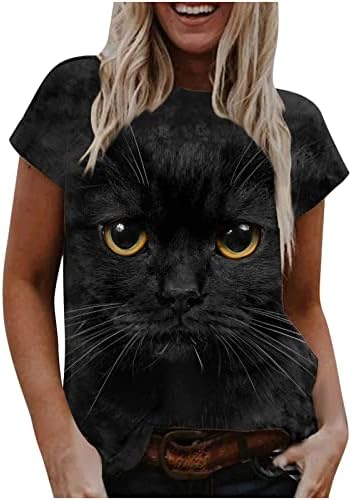Ženska novost CAT 3D tiskani grafički tinejdžeri vrhovi Ljetna casual labava majica kratkih rukava pokloni