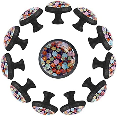 12 komada šarenih tradicionalnih japanskih uzoraka staklenih dugmadi za Komode, 1,37 x 1,10 u okruglim kuhinjskim