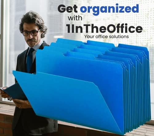 1InTheOffice Blue file Folders Top-Tab Folders File, 3 Tab, Blue Folders, Letter Size, 24 / Pack